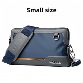 Men'S Premium Oxford Fabric Crossbody Bag with Adjustable Strap - Multi-Compartment Casual Shoulder Bag for Everyday Commute & Outings, Royal Blue with Orange Accents